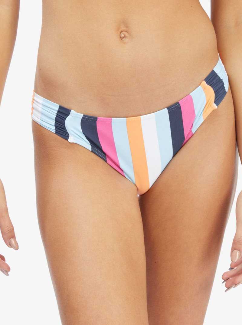 Bas De Bikini Roxy Beach Classics Moderate Coverage Femme Bleu Stripes | 049253HYL