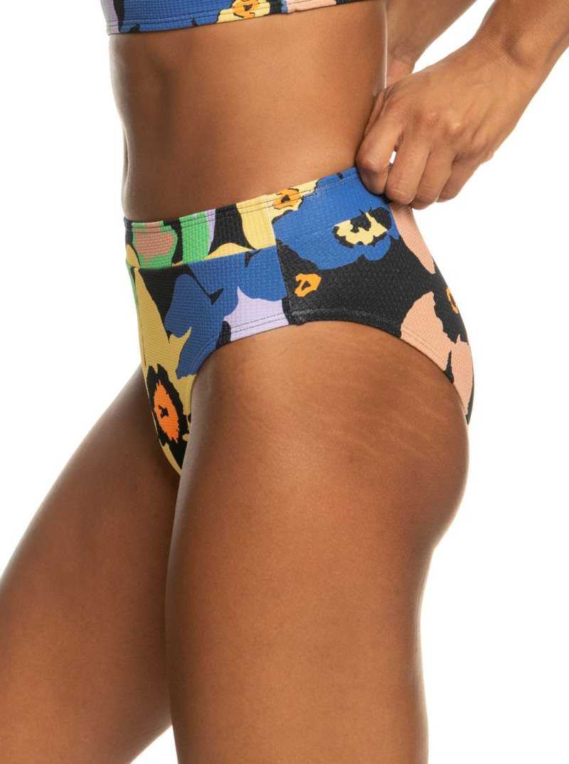 Bas De Bikini Roxy Color Jam Moderate Femme Grise Foncé Fleur | 047238QVW