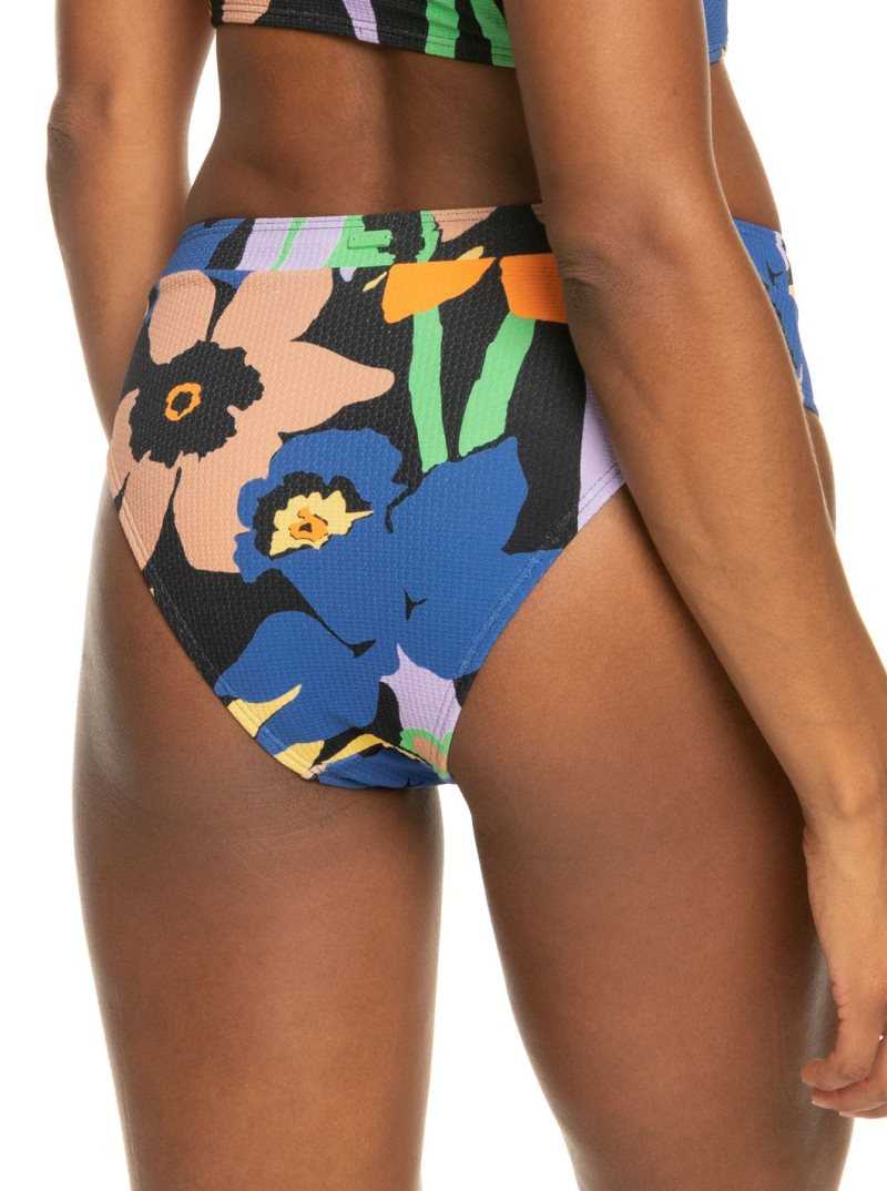 Bas De Bikini Roxy Color Jam Moderate Femme Grise Foncé Fleur | 047238QVW