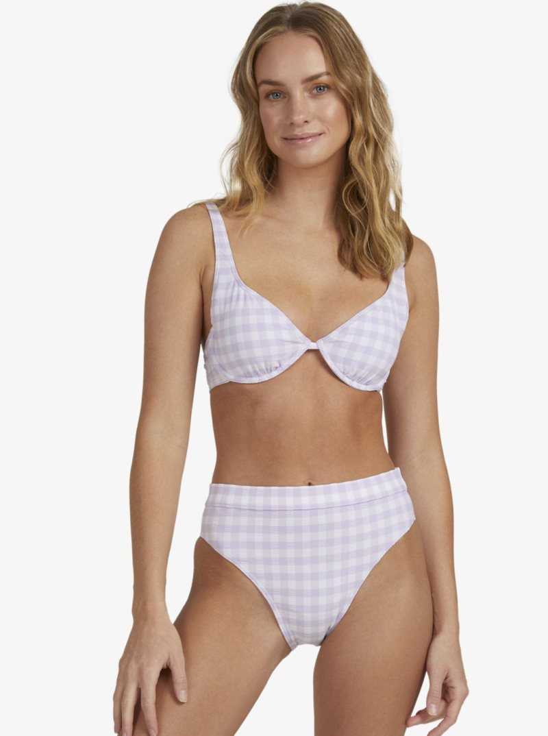 Bas De Bikini Roxy Heart The Check Moderate Coverage Femme Violette | 287931TFM