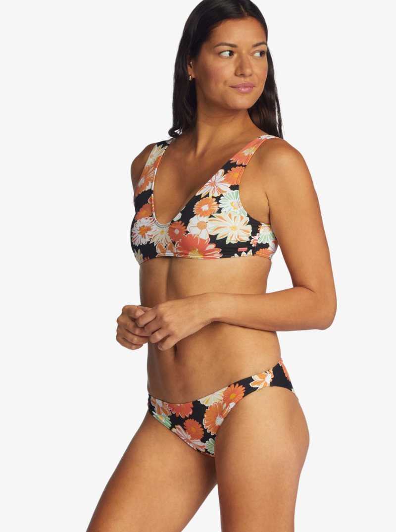 Bas De Bikini Roxy Printed Beach Classics Cheeky Femme Grise Foncé | 402937UZG