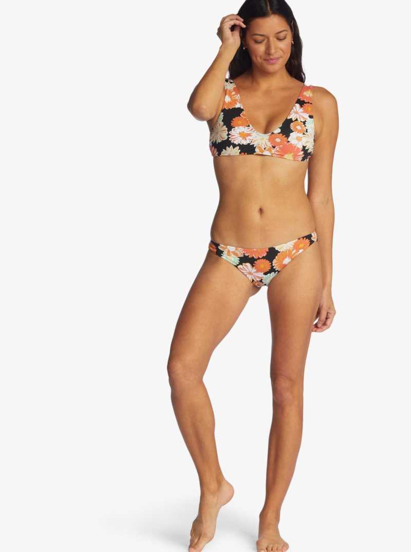 Bas De Bikini Roxy Printed Beach Classics Cheeky Femme Grise Foncé | 402937UZG