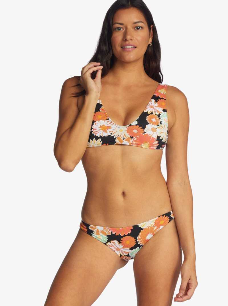 Bas De Bikini Roxy Printed Beach Classics Cheeky Femme Grise Foncé | 402937UZG