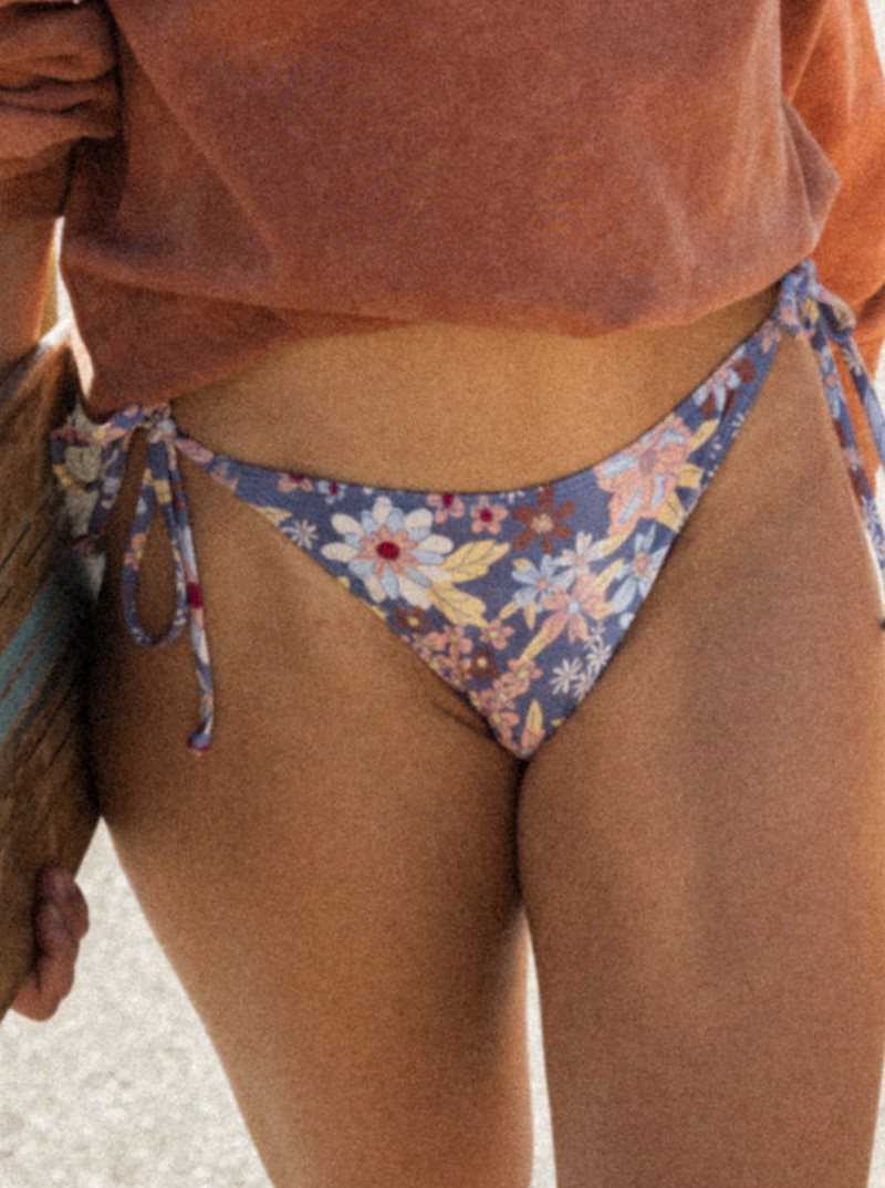 Bas De Bikini Roxy Printed Beach Classics Cheeky Side-Tie Femme Bleu | 573280ECR