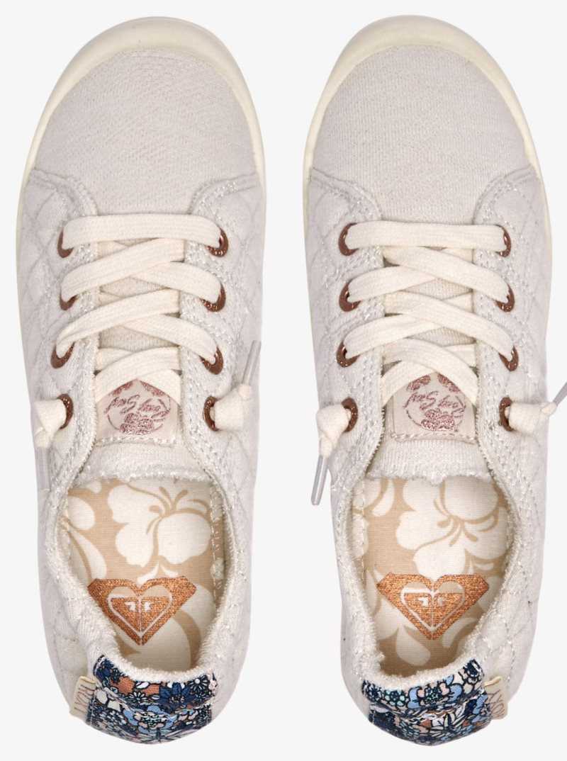 Baskets Roxy Bayshore Femme Blanche Blanche Bleu | 208145PUC