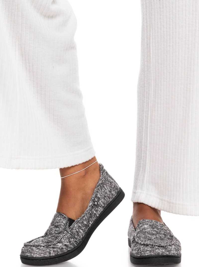 Baskets Roxy Minnow Faux Fur Doublée Slip On Femme Noir | 207186RIK