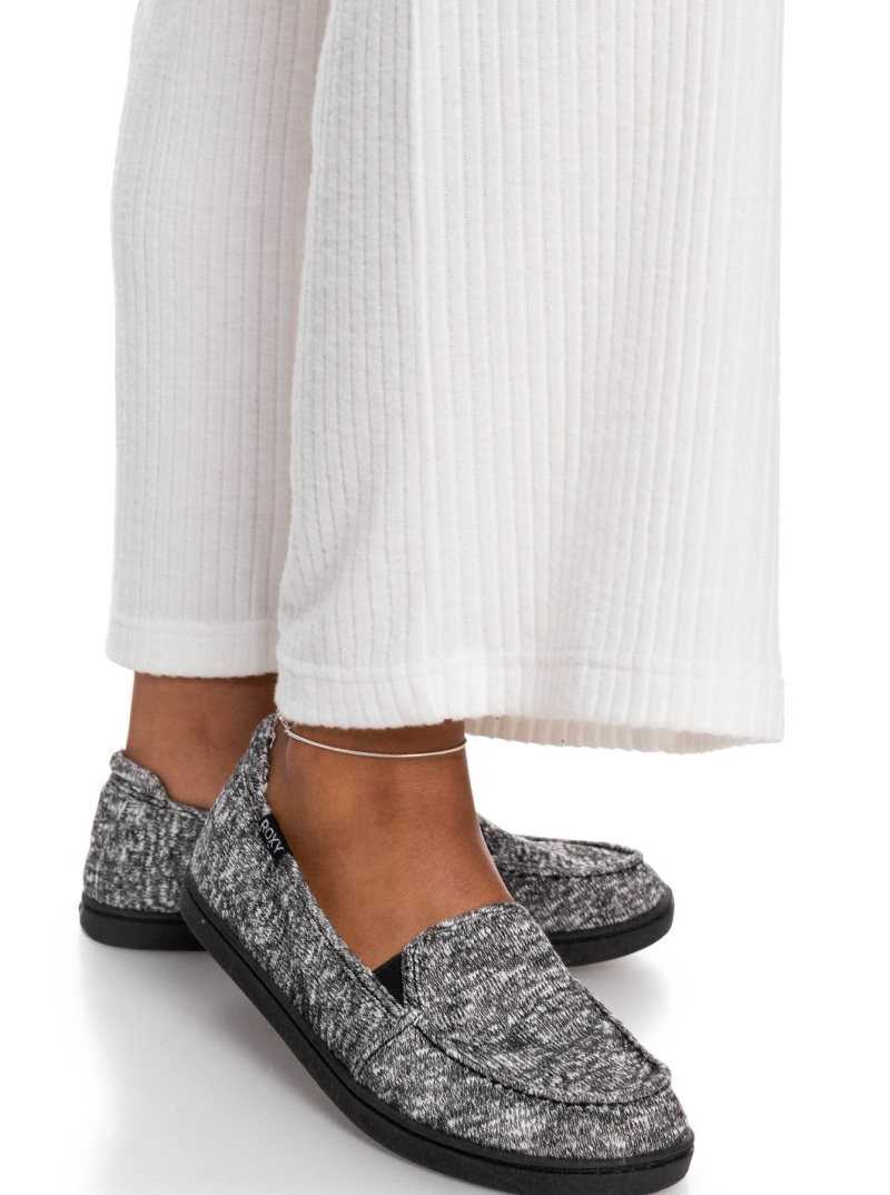Baskets Roxy Minnow Faux Fur Doublée Slip On Femme Noir | 207186RIK
