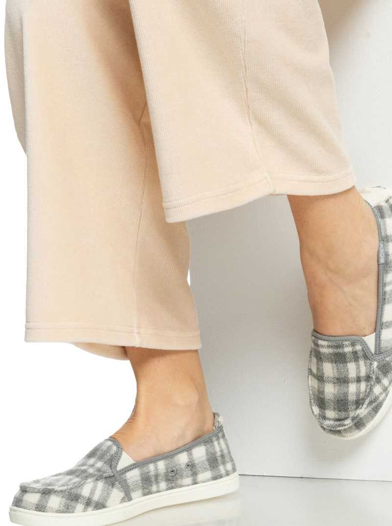 Baskets Roxy Minnow Faux Fur Doublée Slip On Femme Grise | 273061VRP