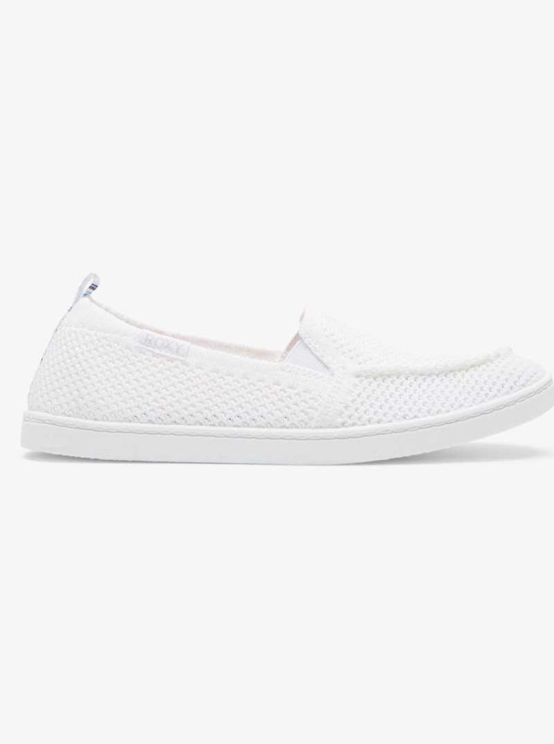 Baskets Roxy Minnow Knit Slip On Femme Blanche | 681724DWM
