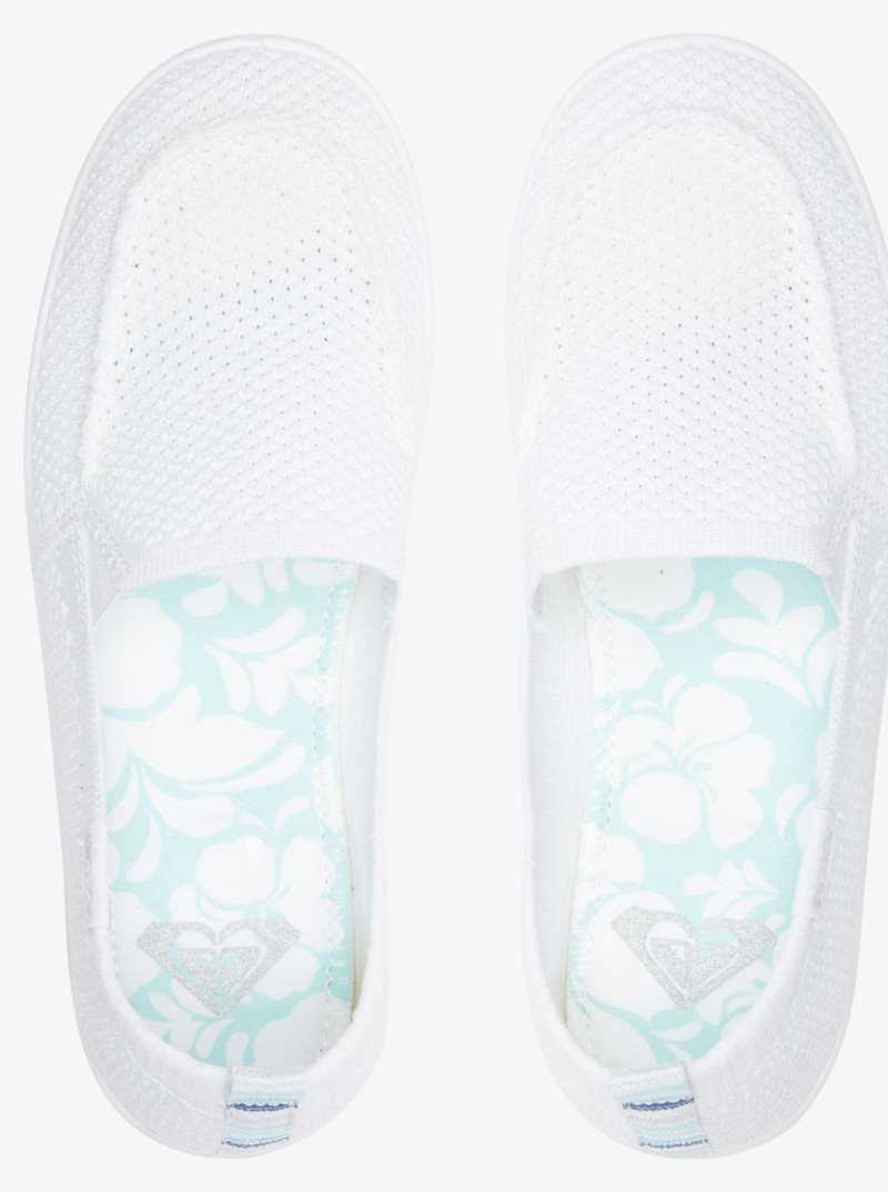 Baskets Roxy Minnow Knit Slip On Femme Blanche | 681724DWM