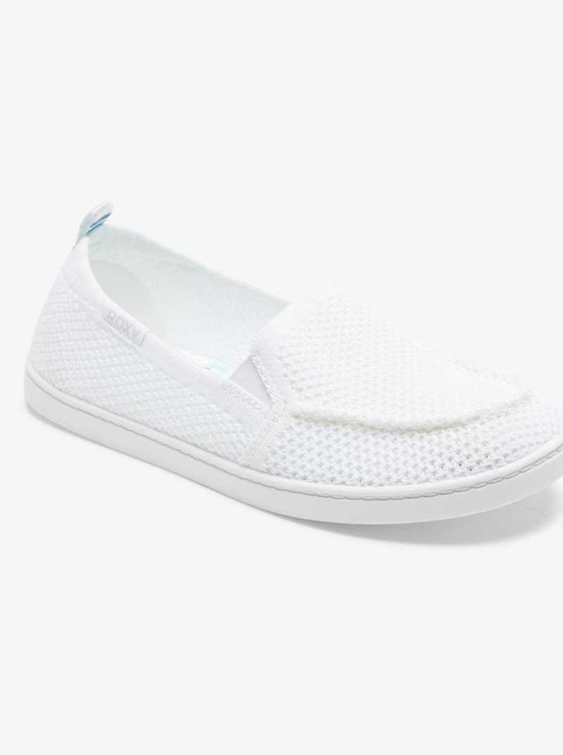 Baskets Roxy Minnow Knit Slip On Femme Blanche | 681724DWM
