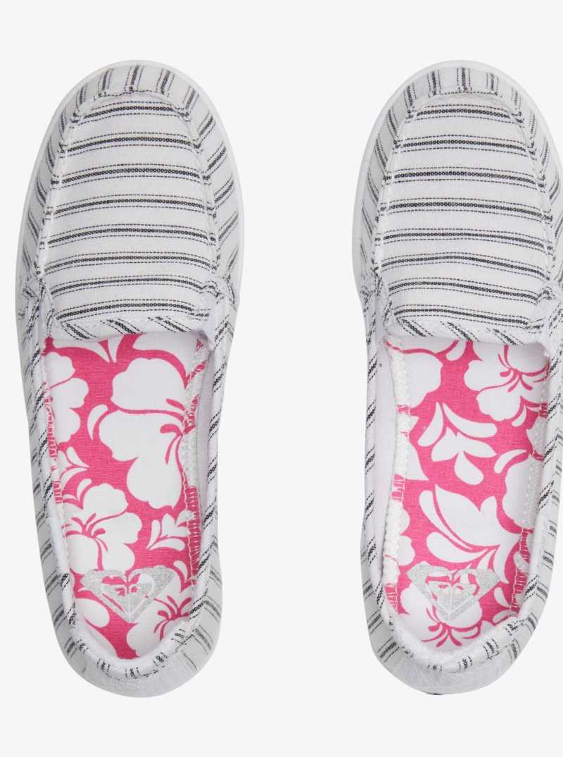 Baskets Roxy Minnow Slip On Femme Blanche Noir | 405271ZOI