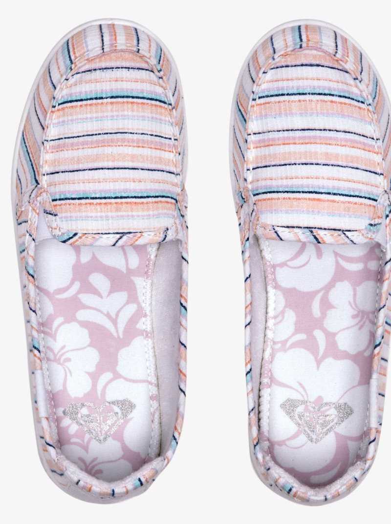Baskets Roxy Minnow Slip On Femme Blanche Rose Multicolore | 437128XDB