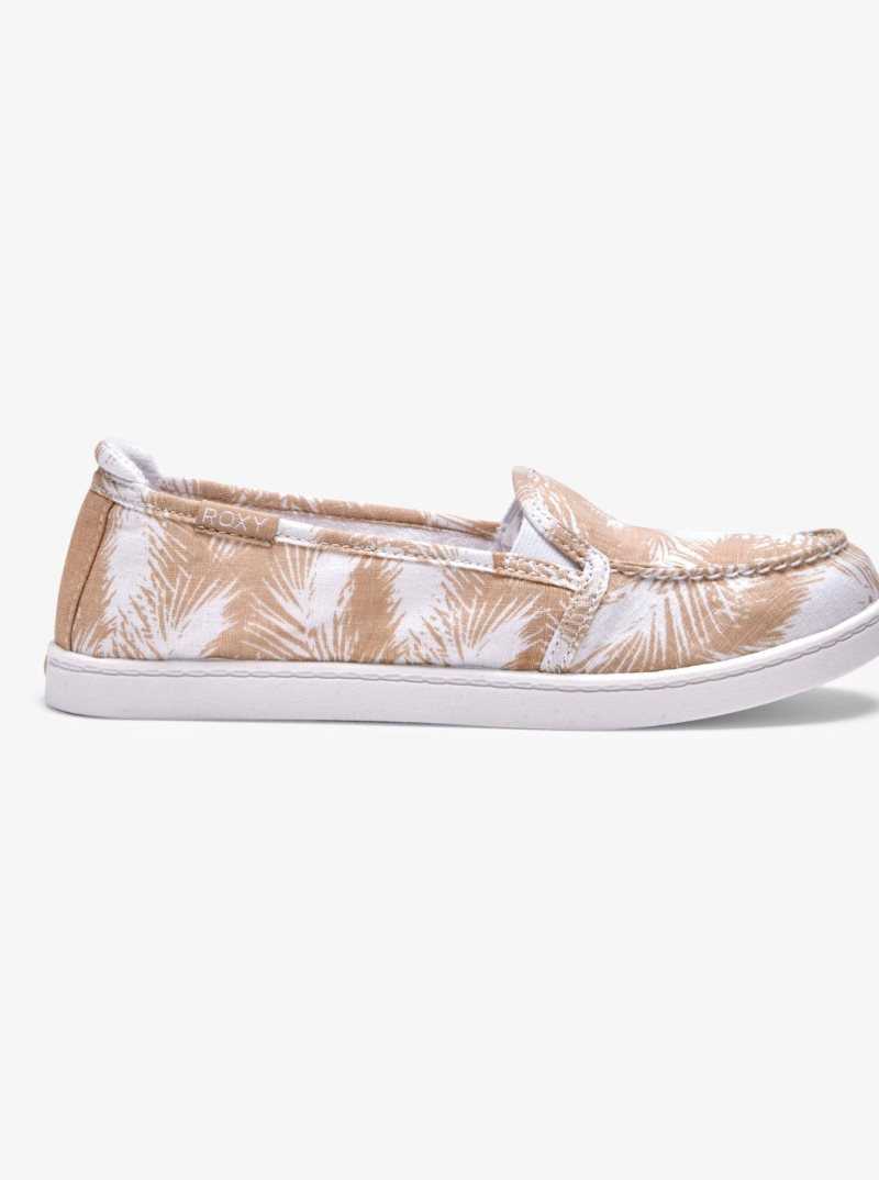 Baskets Roxy Minnow Slip On Femme Blanche Marron | 591708JSN
