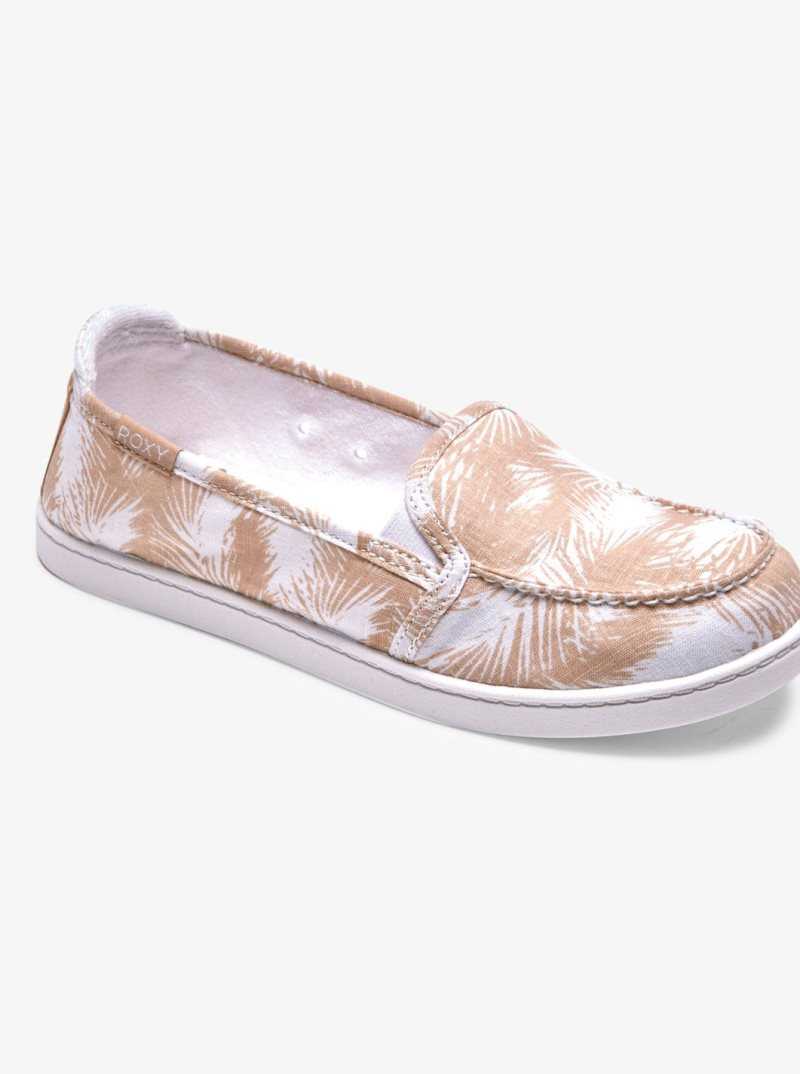 Baskets Roxy Minnow Slip On Femme Blanche Marron | 591708JSN