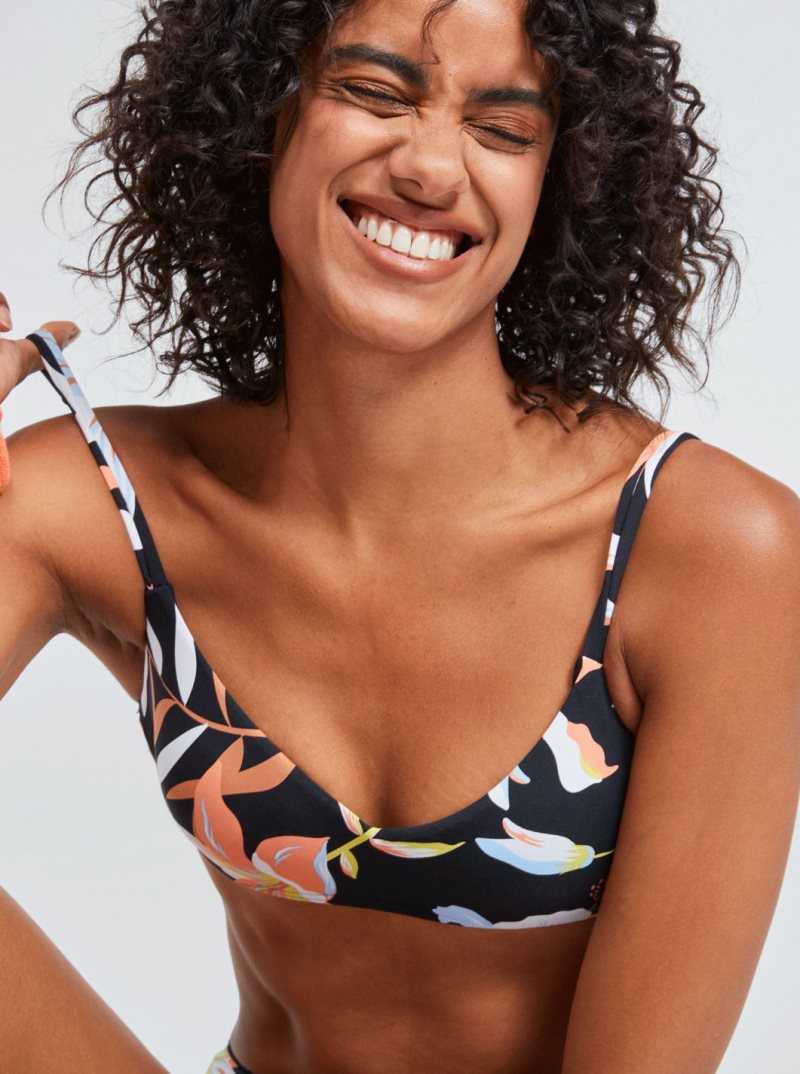 Bikinis Roxy Hibiscus Wave Printed Bralette Femme Grise Foncé | 702563SCE