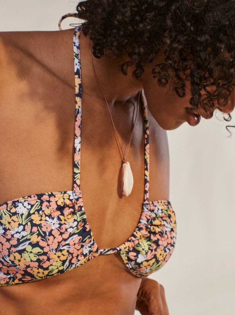 Bikinis Roxy Printed Beach Classics Triangle Femme Indigo | 219684WMN