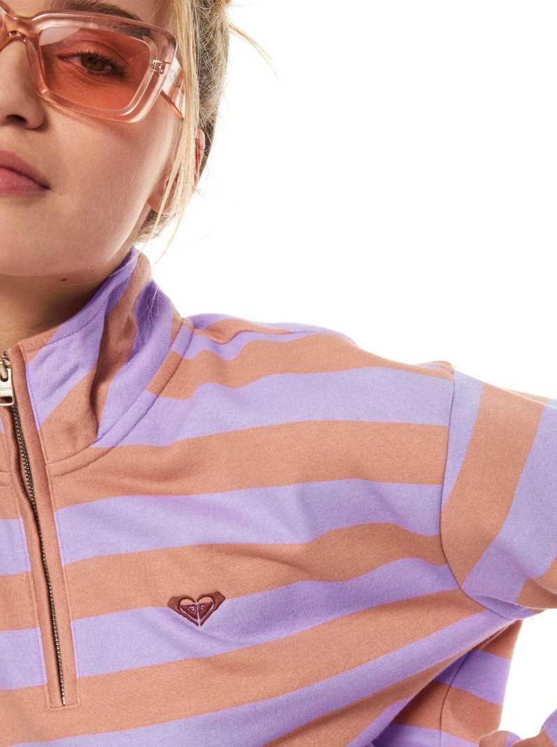 Chandails En Molleton Roxy Carefree Vibe Half Zip Femme Stripes | 628743QOS