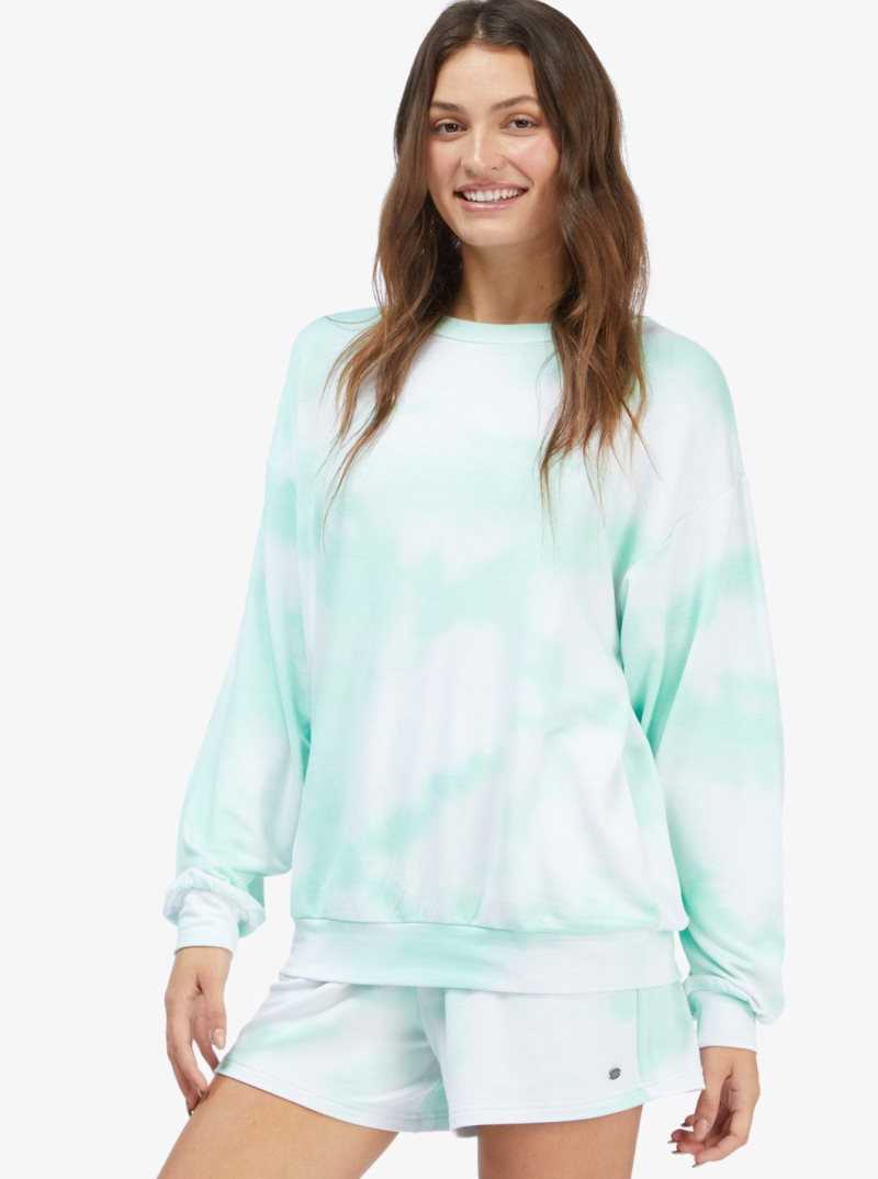 Chandails En Molleton Roxy Lounge Life Crew Oversized Femme Vert | 057863OYK