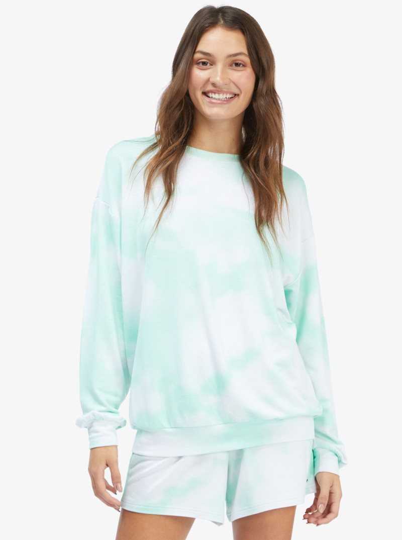 Chandails En Molleton Roxy Lounge Life Crew Oversized Femme Vert | 057863OYK