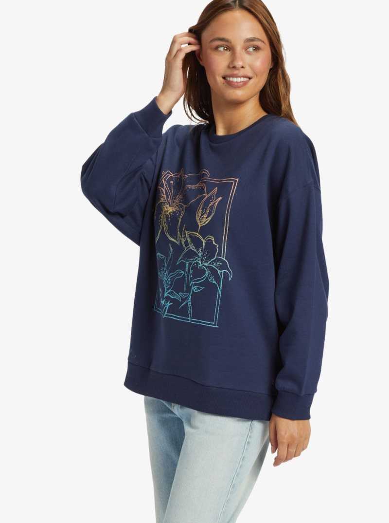 Chandails En Molleton Roxy Morning Hike Femme Indigo | 347612SJP