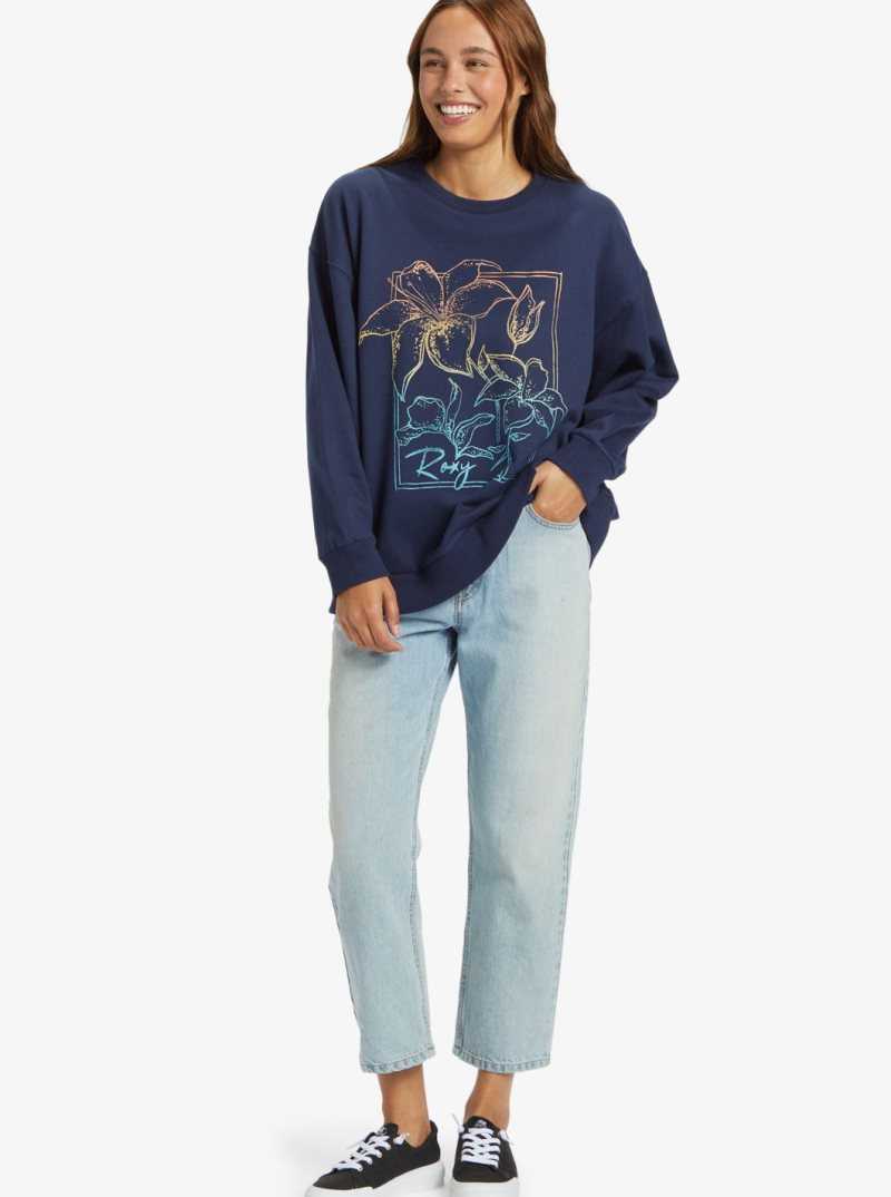 Chandails En Molleton Roxy Morning Hike Femme Indigo | 347612SJP