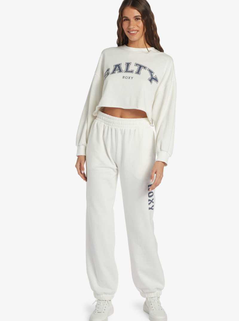 Chandails En Molleton Roxy Morning Hike Crop D Crew Neck Femme Blanche | 634280SEQ