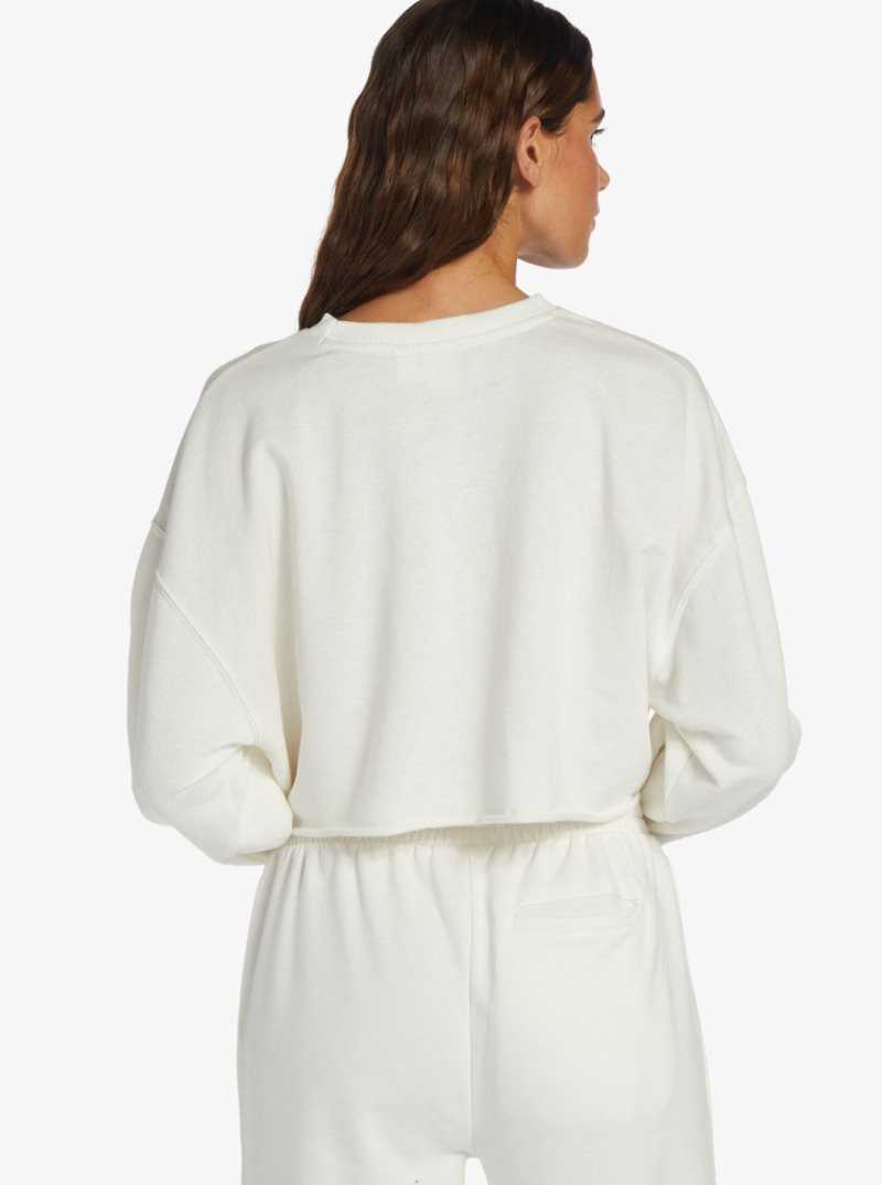 Chandails En Molleton Roxy Morning Hike Crop D Crew Neck Femme Blanche | 634280SEQ