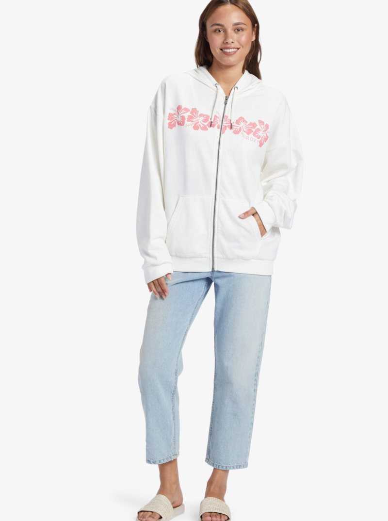 Chandails En Molleton Roxy Oversized Evening Hike C Oversize Hoodie Femme Blanche | 078516LAY