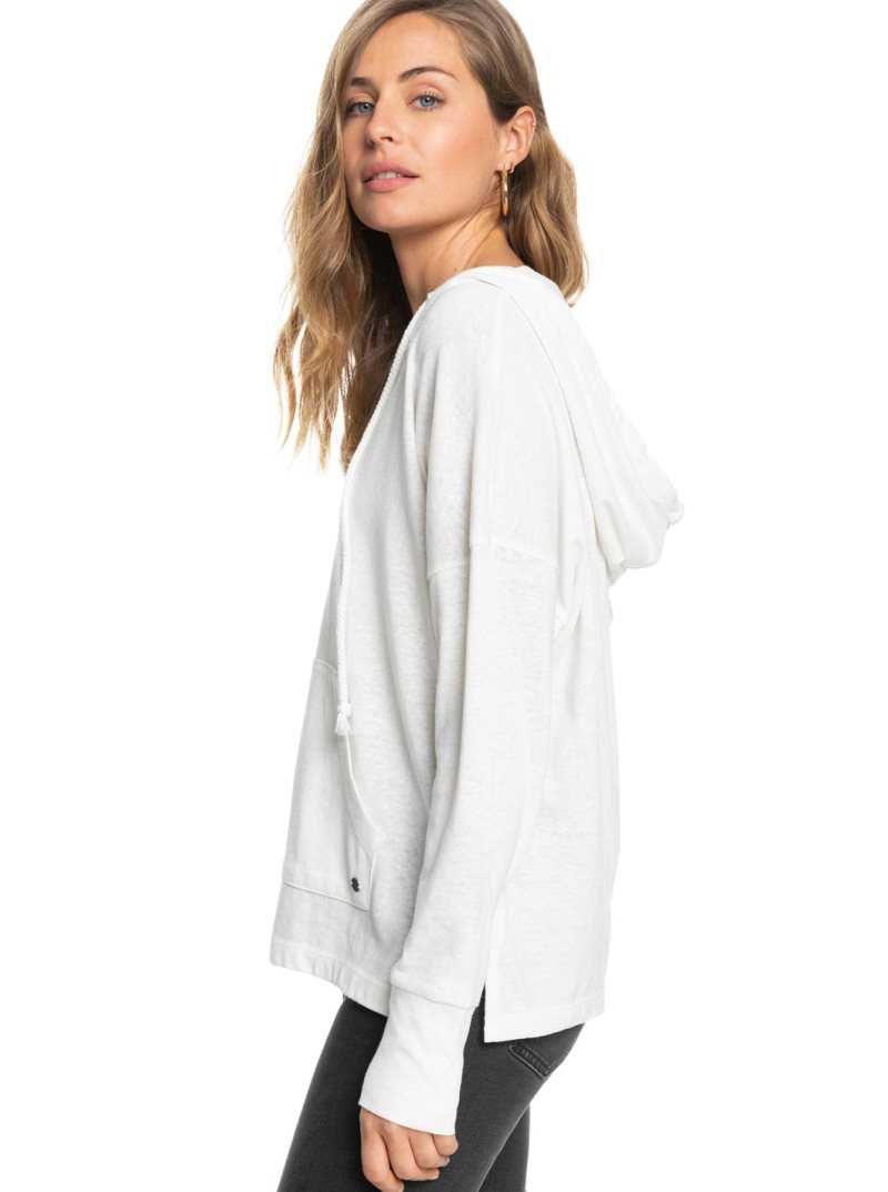 Chandails En Molleton Roxy Paddle Out Hoodie Femme Blanche | 375489LXD