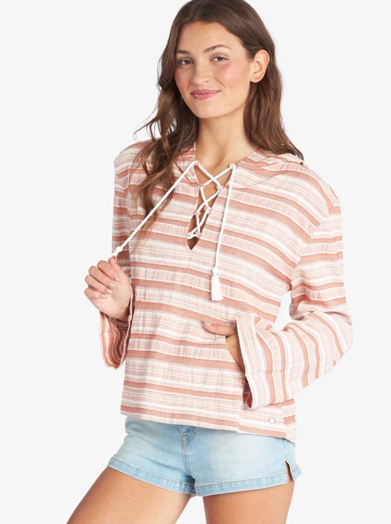 Chandails En Molleton Roxy Paradise Calling Woven Poncho Hoodie Femme Stripes | 654309BUZ