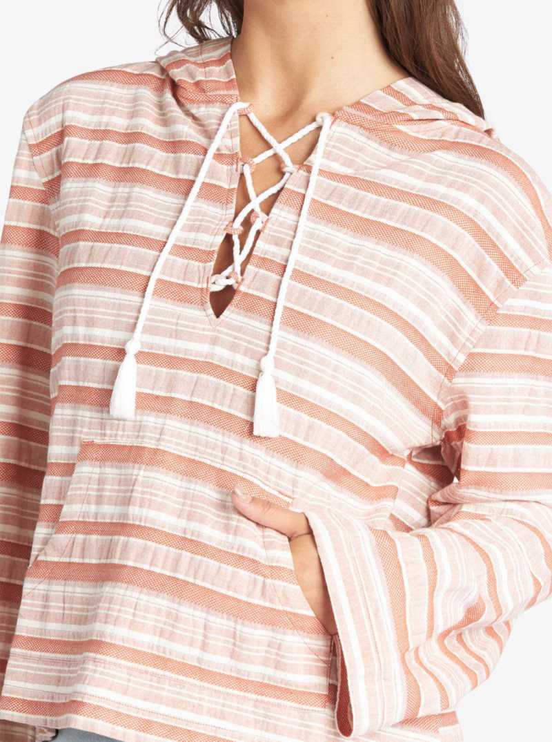 Chandails En Molleton Roxy Paradise Calling Woven Poncho Hoodie Femme Stripes | 654309BUZ