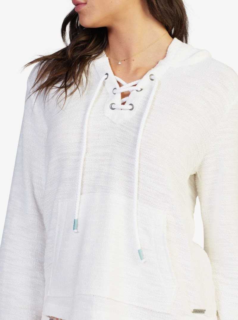 Chandails En Molleton Roxy Pearling Oversized Poncho Style Hoodie Femme Blanche | 817430NWU