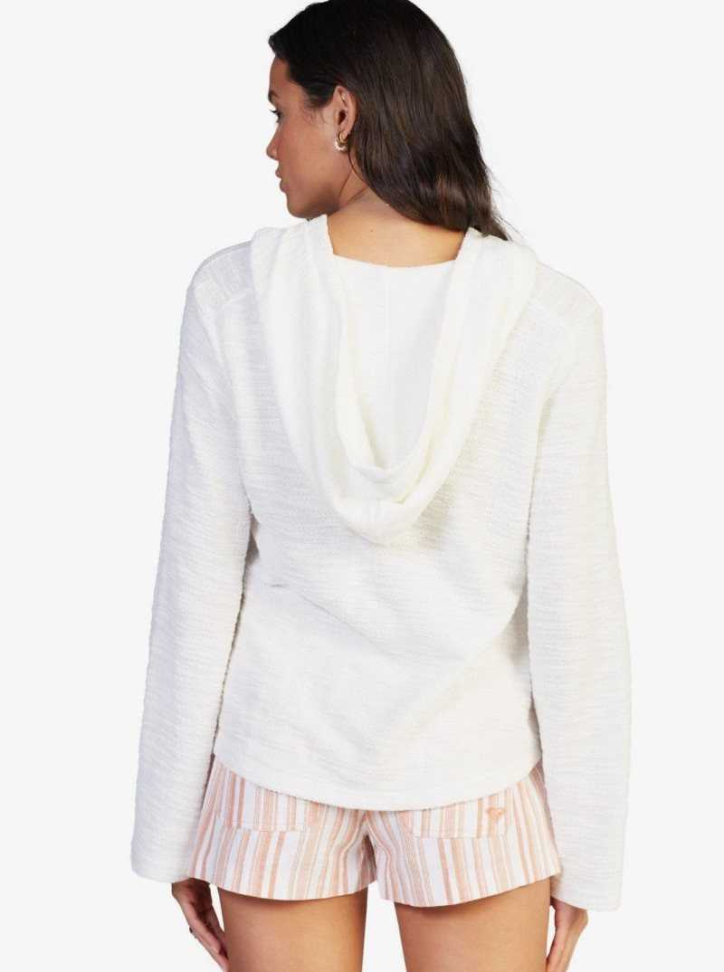 Chandails En Molleton Roxy Pearling Oversized Poncho Style Hoodie Femme Blanche | 817430NWU