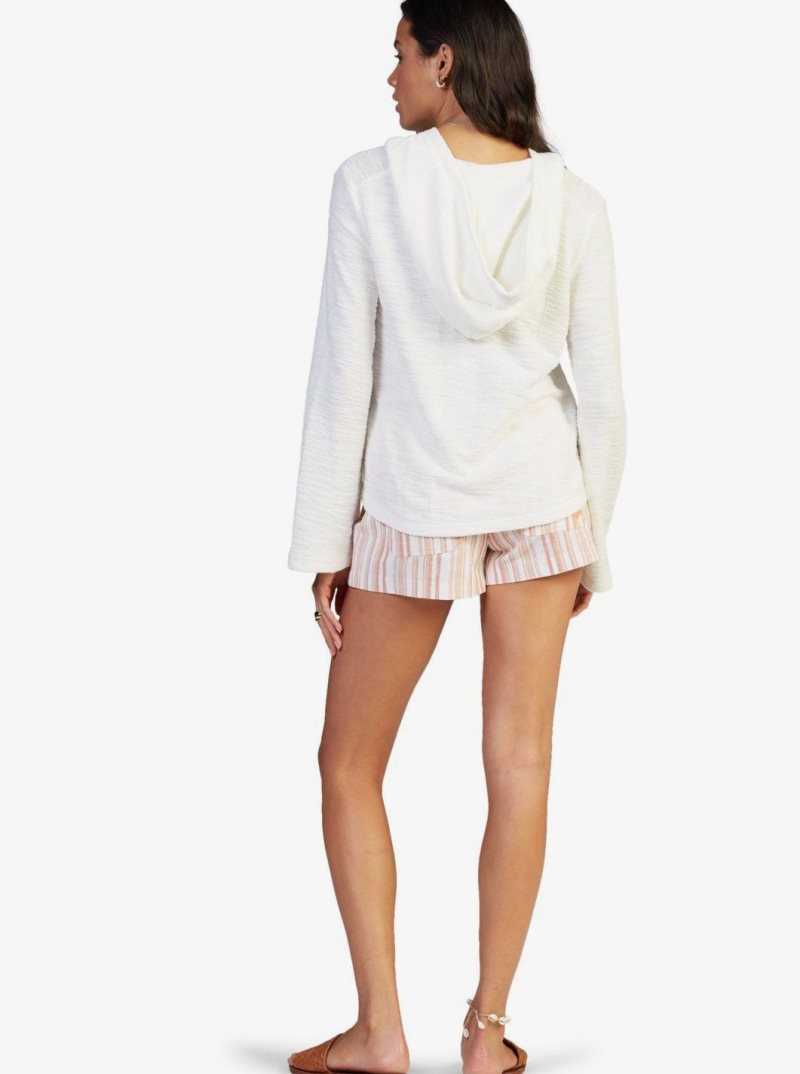 Chandails En Molleton Roxy Pearling Oversized Poncho Style Hoodie Femme Blanche | 817430NWU