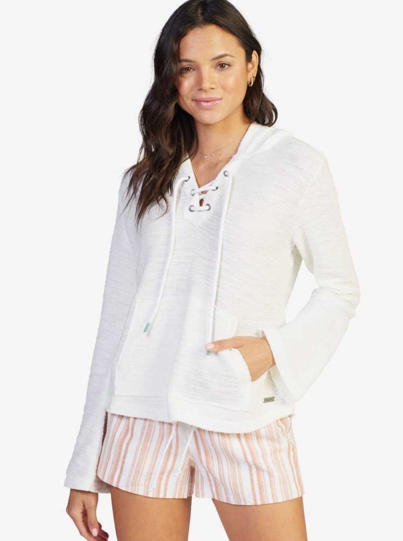 Chandails En Molleton Roxy Pearling Oversized Poncho Style Hoodie Femme Blanche | 817430NWU