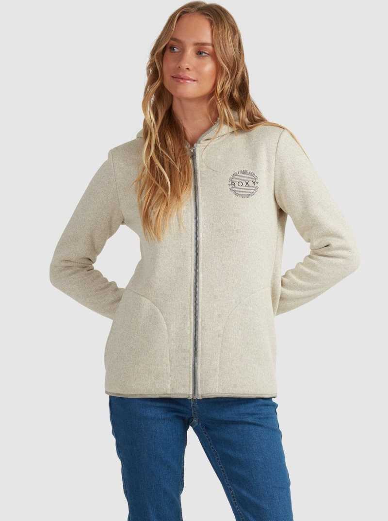 Chandails En Molleton Roxy Petal Fever Zip Up Hoodie Femme Beige | 962341UZI