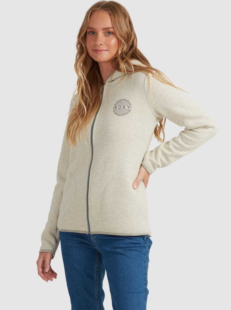 Chandails En Molleton Roxy Petal Fever Zip Up Hoodie Femme Beige | 962341UZI