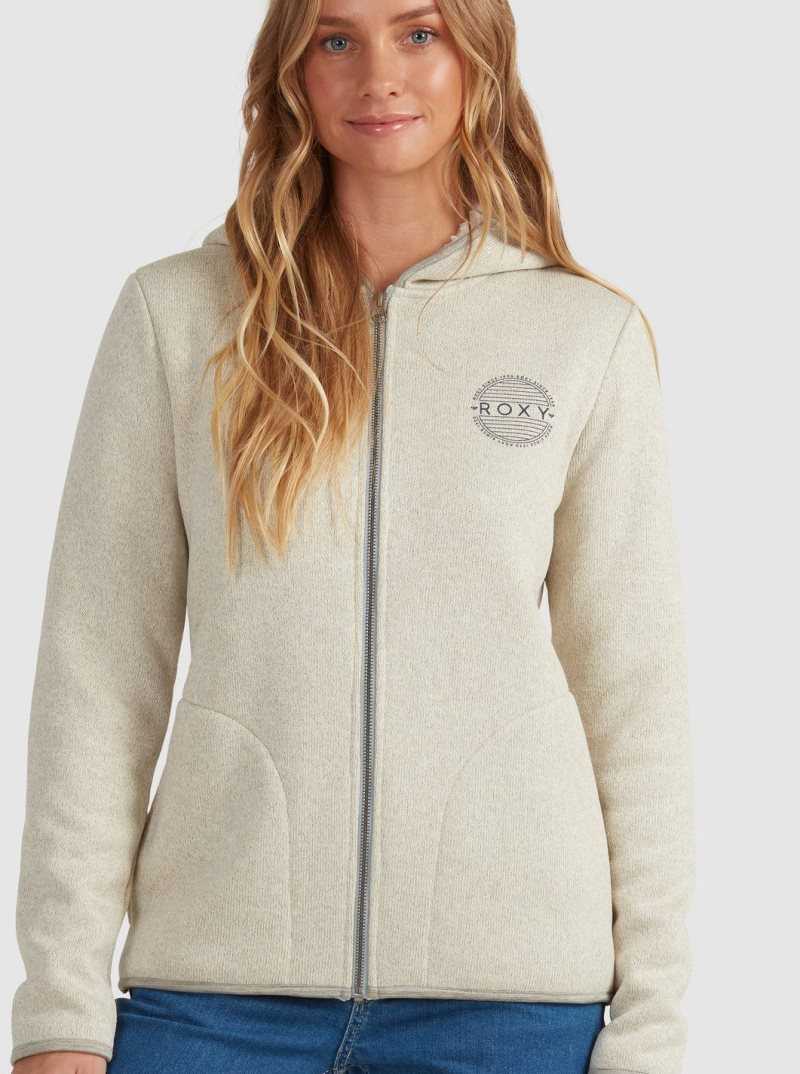 Chandails En Molleton Roxy Petal Fever Zip Up Hoodie Femme Beige | 962341UZI