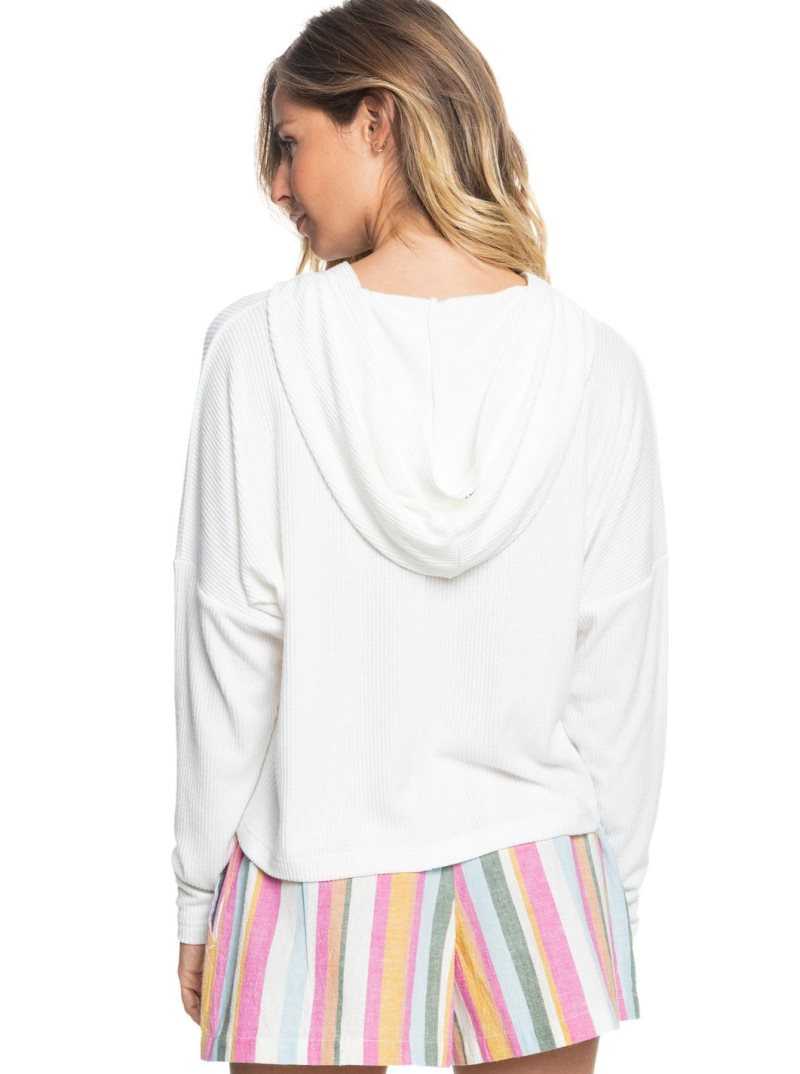 Chandails En Molleton Roxy Sunday Morning Hoodie Femme Blanche | 281643HDZ