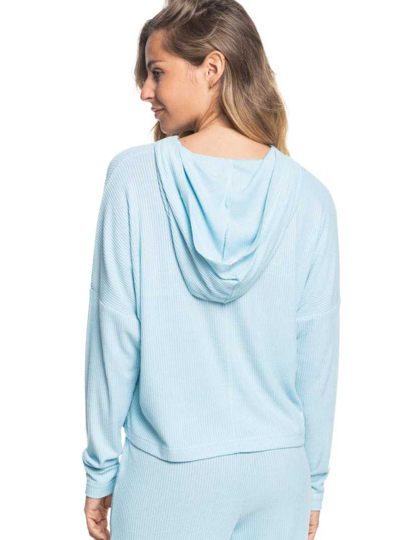 Chandails En Molleton Roxy Sunday Morning Hoodie Femme Bleu | 843016IXG