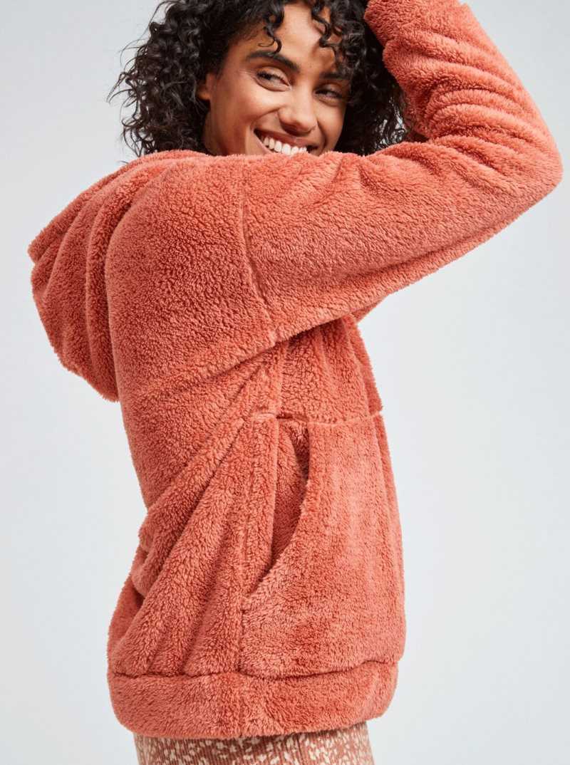 Chandails En Molleton Roxy Surf Spray Encapuchonné Pullover Femme Rouge | 958647ASC