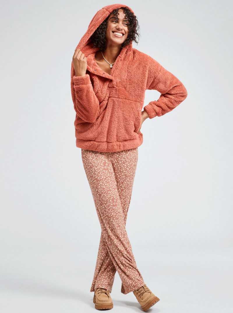 Chandails En Molleton Roxy Surf Spray Encapuchonné Pullover Femme Rouge | 958647ASC