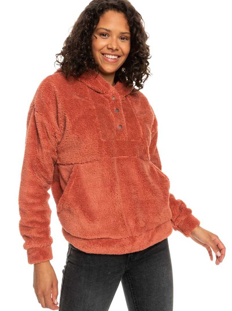 Chandails En Molleton Roxy Surf Spray Encapuchonné Pullover Femme Rouge | 958647ASC