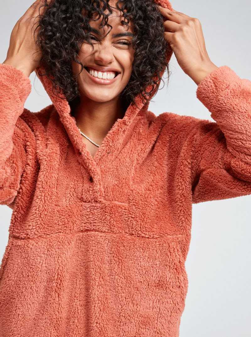 Chandails En Molleton Roxy Surf Spray Encapuchonné Pullover Femme Rouge | 958647ASC