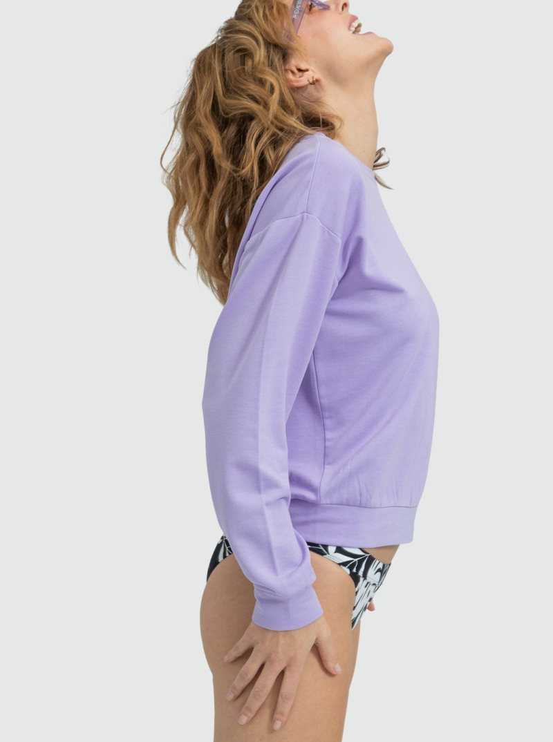 Chandails En Molleton Roxy Surfing By Moonlight Long Sleeve Lounge Femme Violette Rose | 184635AMS