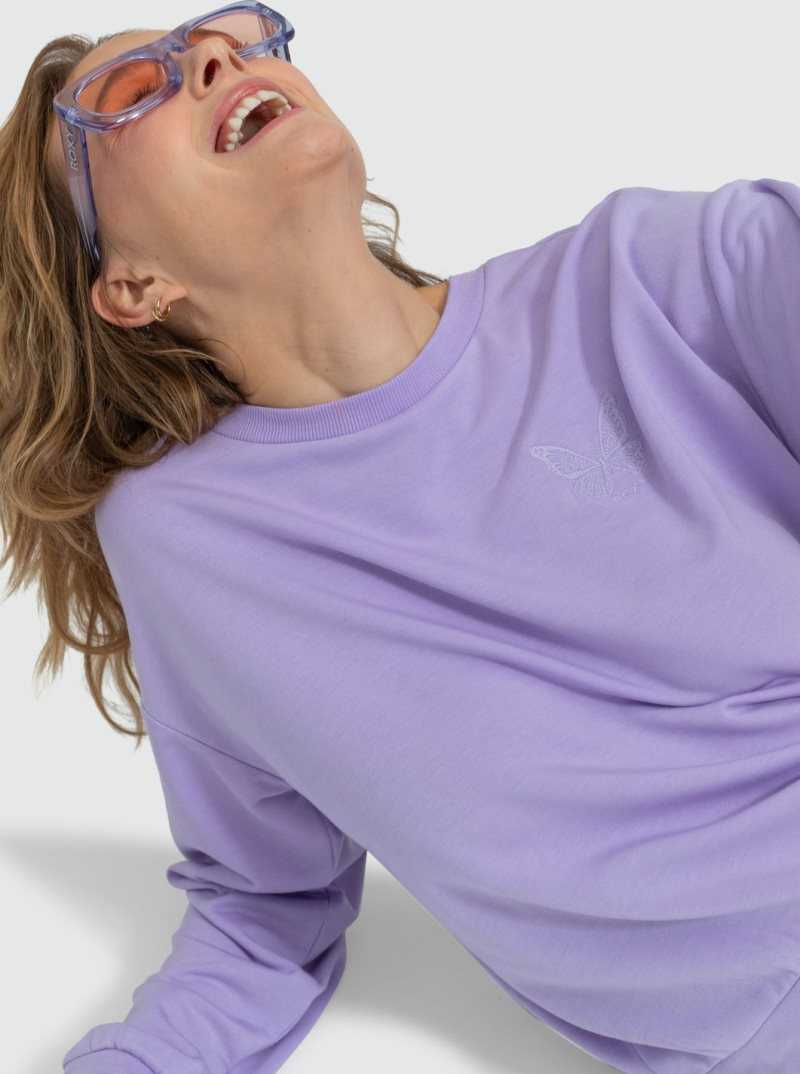 Chandails En Molleton Roxy Surfing By Moonlight Long Sleeve Lounge Femme Violette Rose | 184635AMS