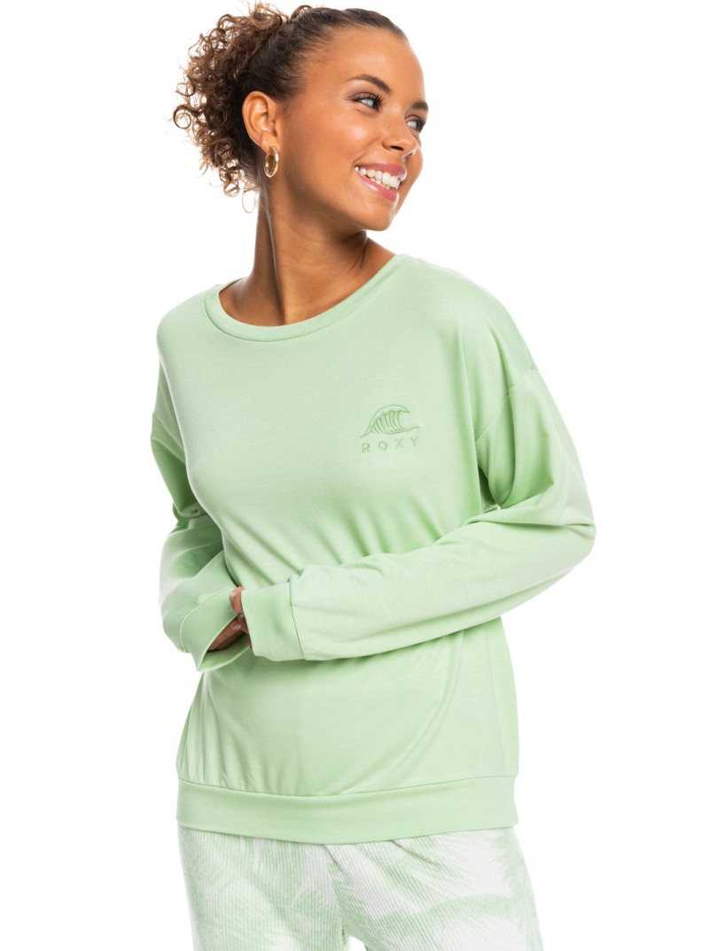 Chandails En Molleton Roxy Surfing By Moonlight Green Pullover Femme | 950361CMH