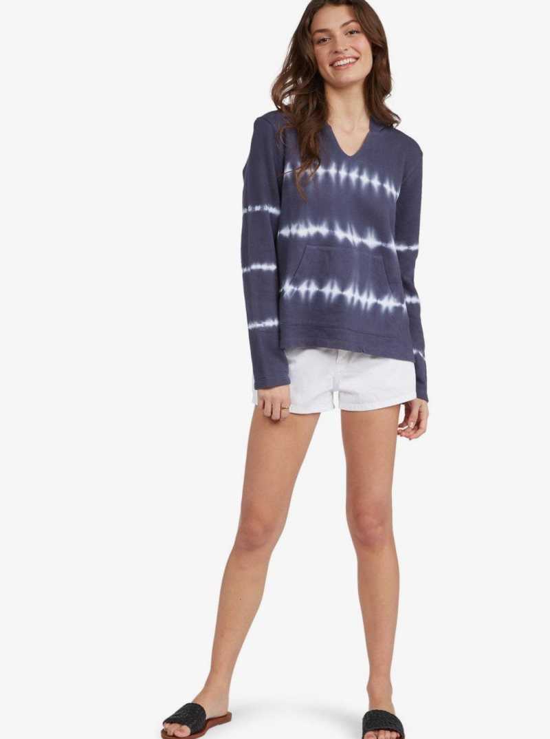 Chandails En Molleton Roxy Surfing Days Poncho Hoodie Femme Indigo | 638245IQT