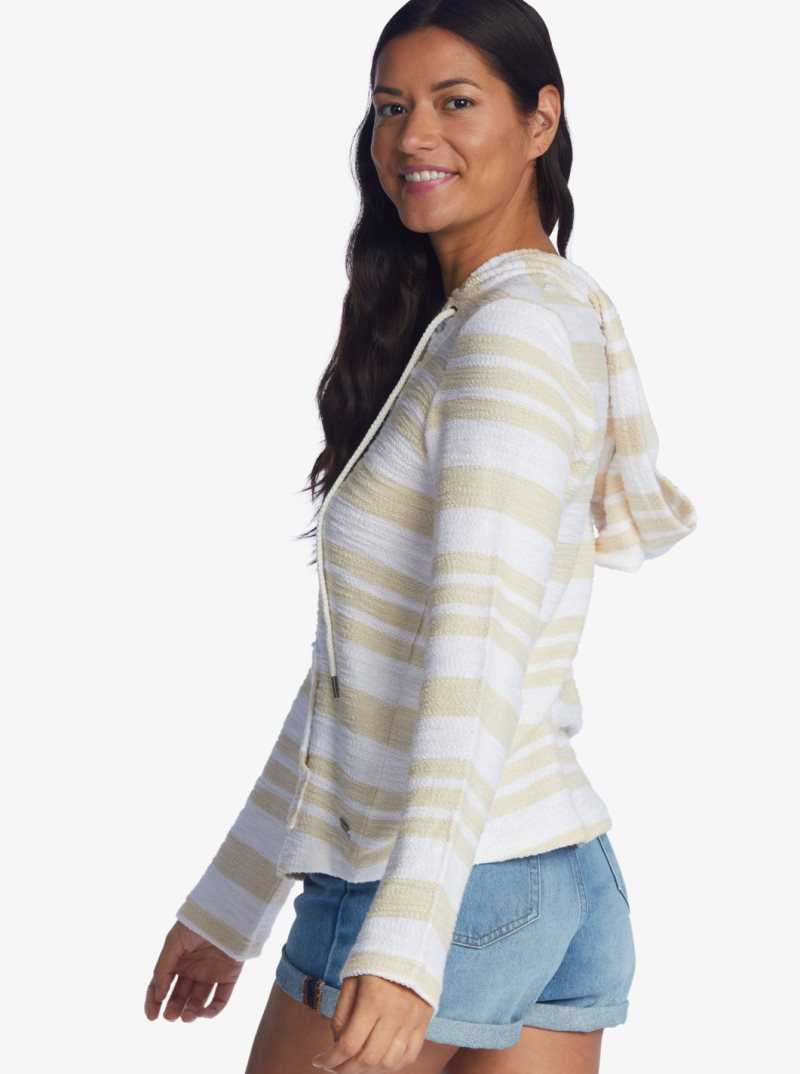 Chandails En Molleton Roxy Surfing Sunshine Poncho Hoodie Femme Blanche | 830274YPV